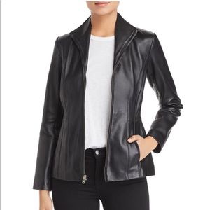 Cole Haan Black Wing Collar Leather Jacket